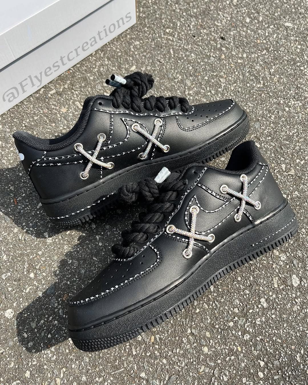 Hand Painted KAWS Custom Black Air Force 1 Sneakers-shecustomize