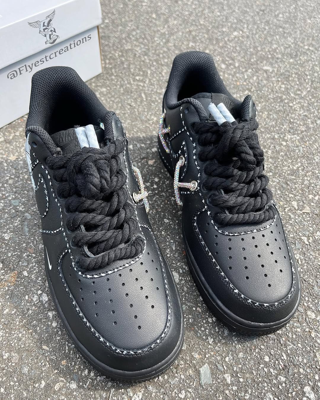 Hand Painted KAWS Custom Black Air Force 1 Sneakers-shecustomize