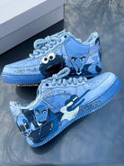 Hand Painted Blue Cartoon Custom Air Force 1 Sneakers-shecustomize
