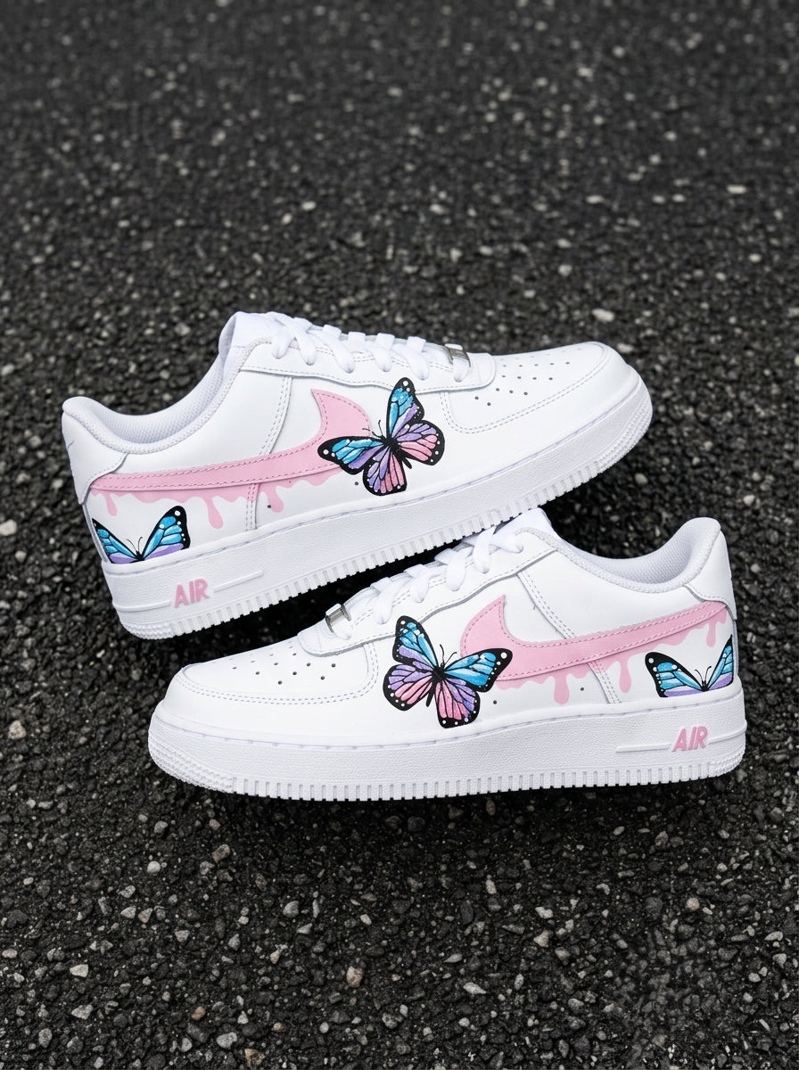 Pink Butterfly Drip Custom Air Force 1-shecustomize