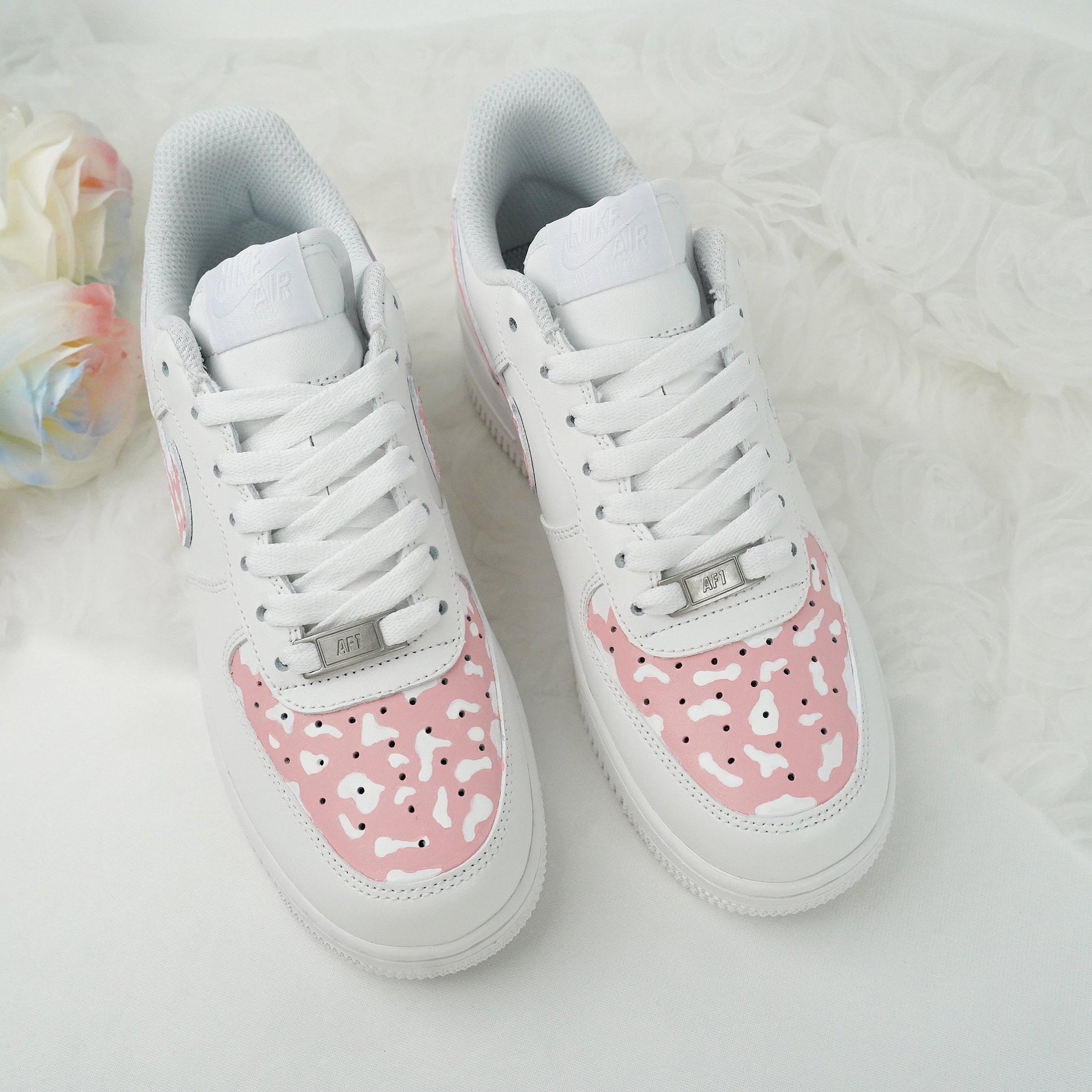 Pink Cow Print Air Force 1s Custom Shoes Sneakers-shecustomize