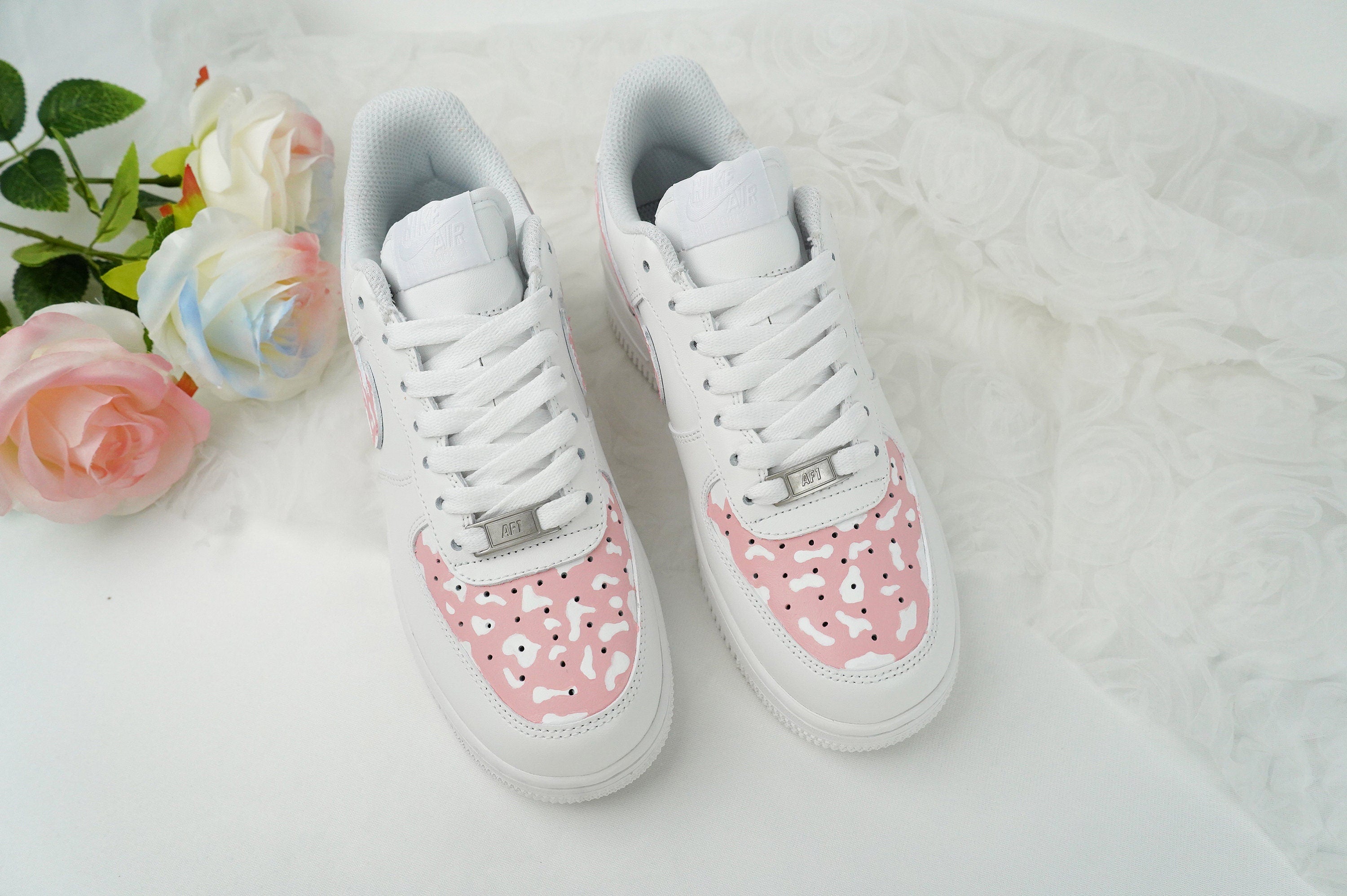 Pink Cow Print Air Force 1s Custom Shoes Sneakers-shecustomize