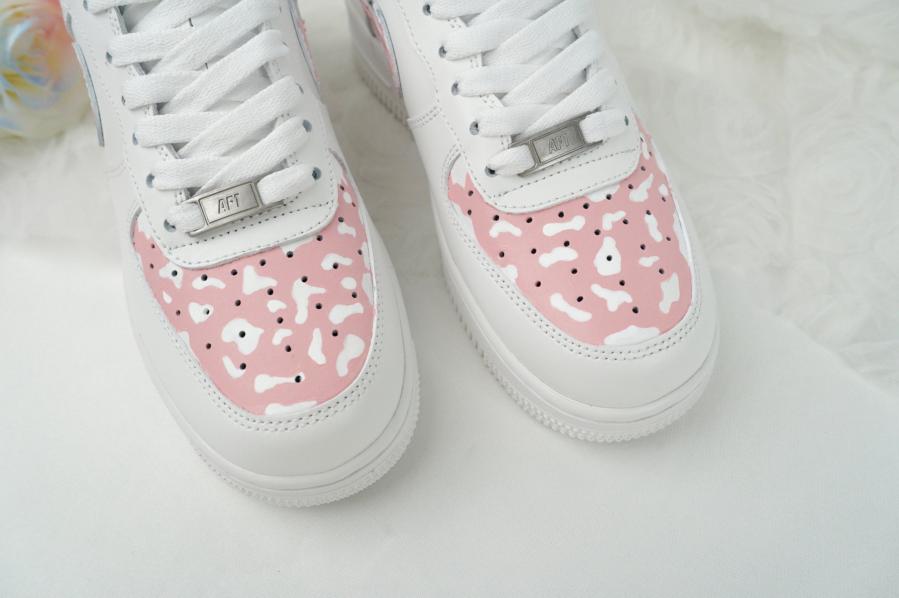 Pink Cow Print Air Force 1s Custom Shoes Sneakers-shecustomize