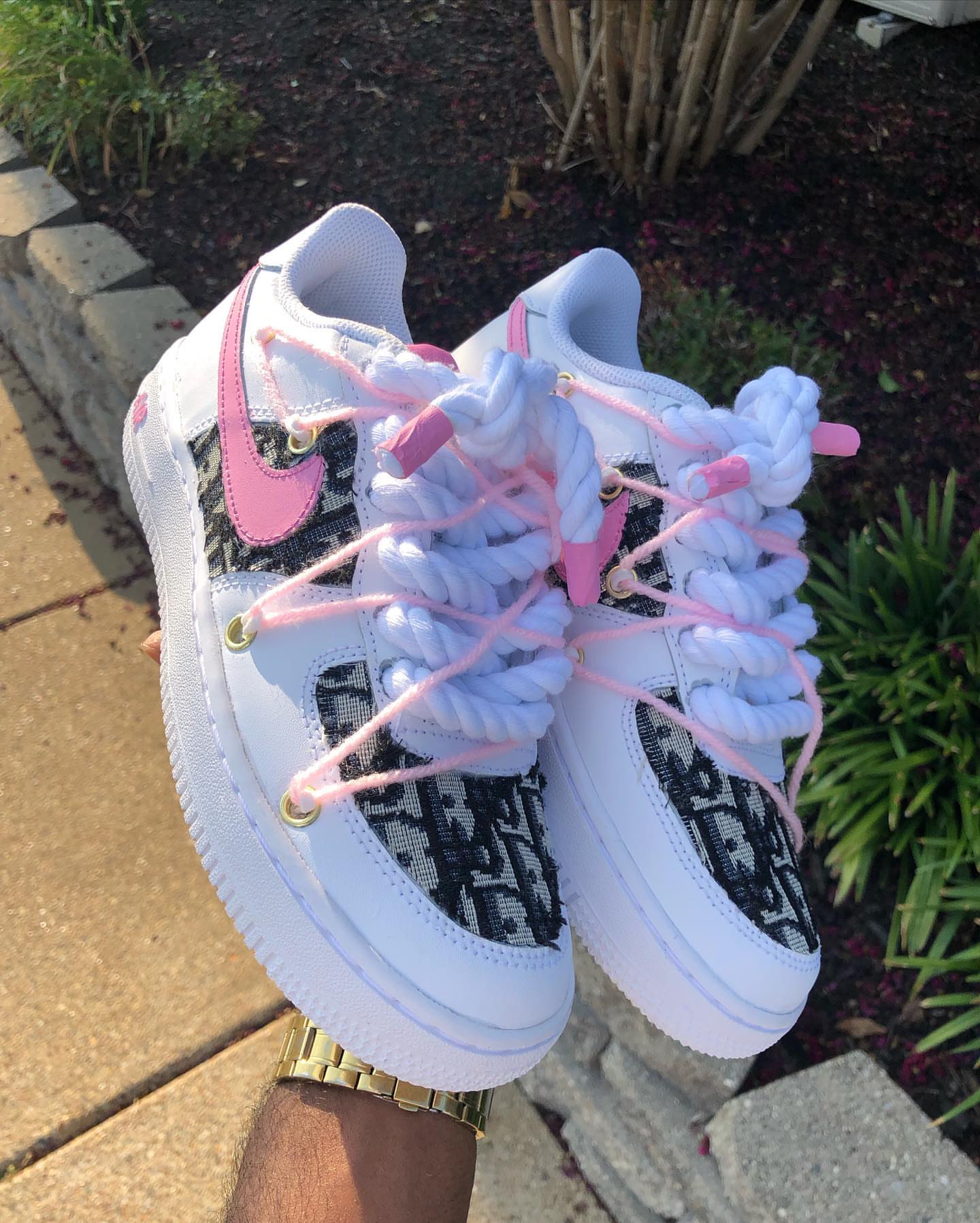 Hand Painted Pink Custom Air Force 1 Sneakers-shecustomize