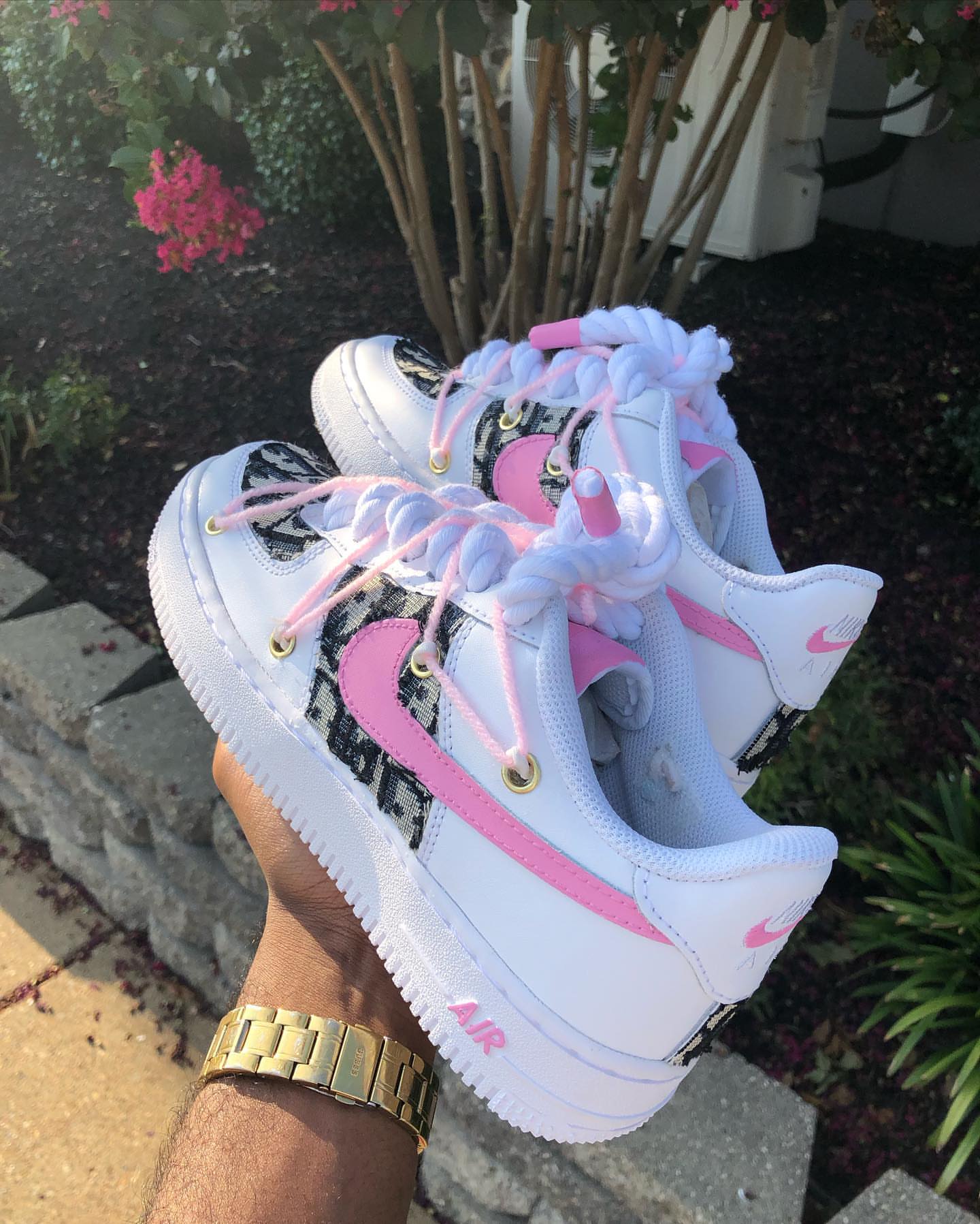 Hand Painted Pink Custom Air Force 1 Sneakers-shecustomize