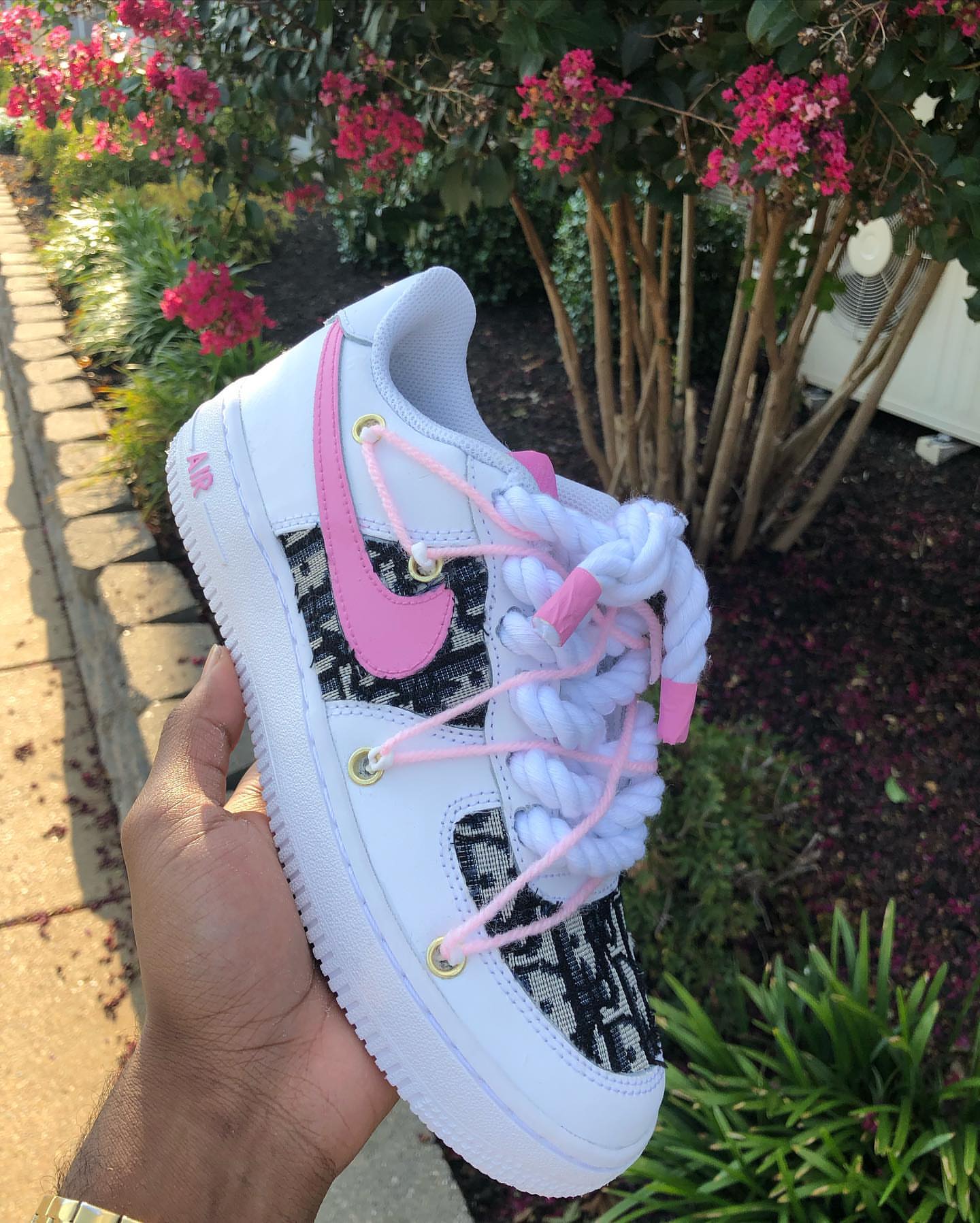 Hand Painted Pink Custom Air Force 1 Sneakers-shecustomize