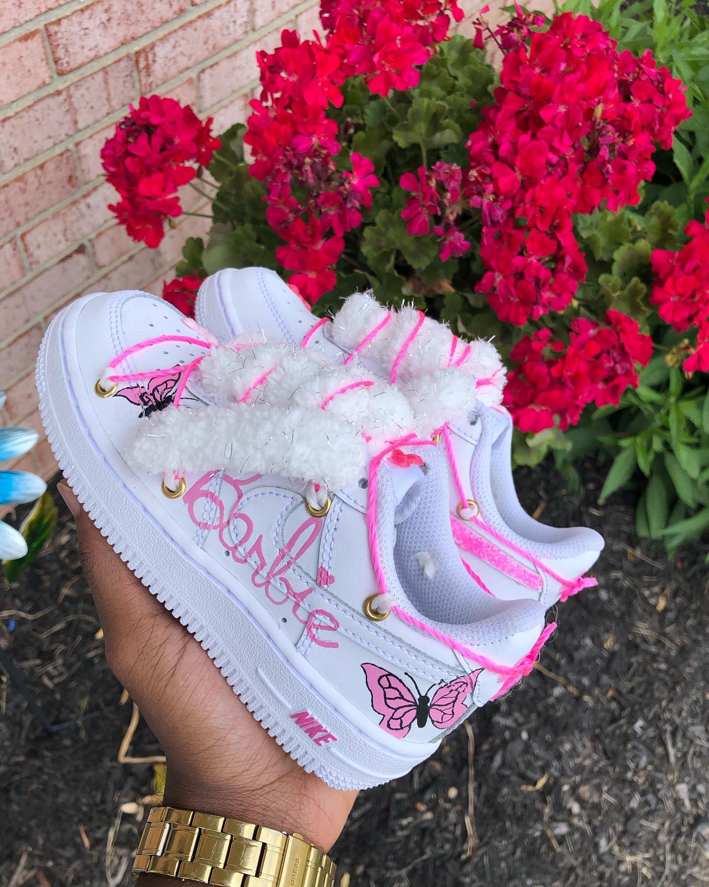 Hand Painted Pink Barbie Custom Air Force 1 Sneakers-shecustomize