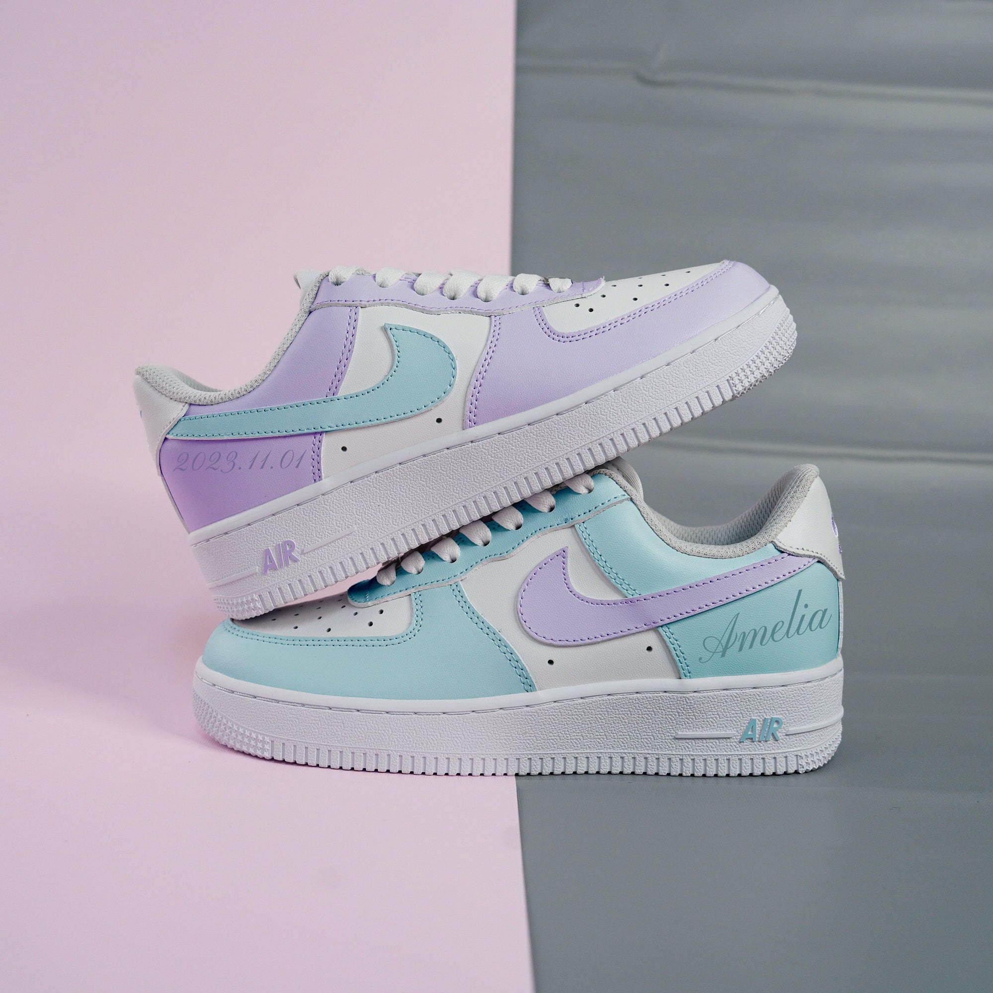 Purple Blue Air Force 1s Custom Shoes Sneakers-shecustomize