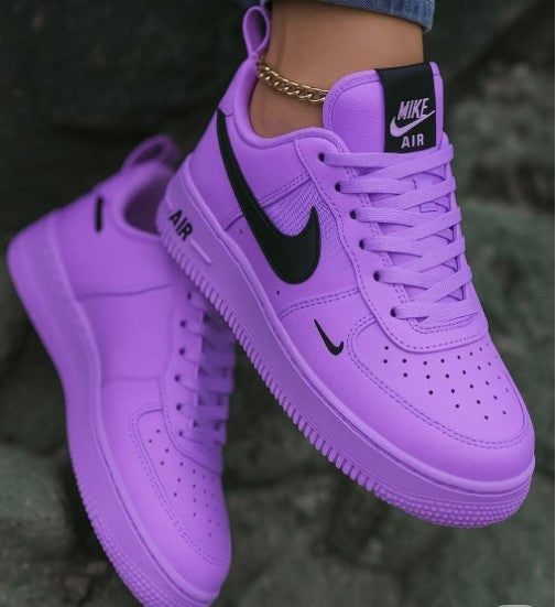 Custom Air Force 1 Purple With Black Swoosh
