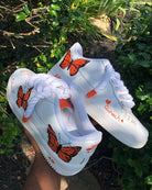 Custom Hand Painted Orange Butterfly Air Force 1 Sneakers-shecustomize