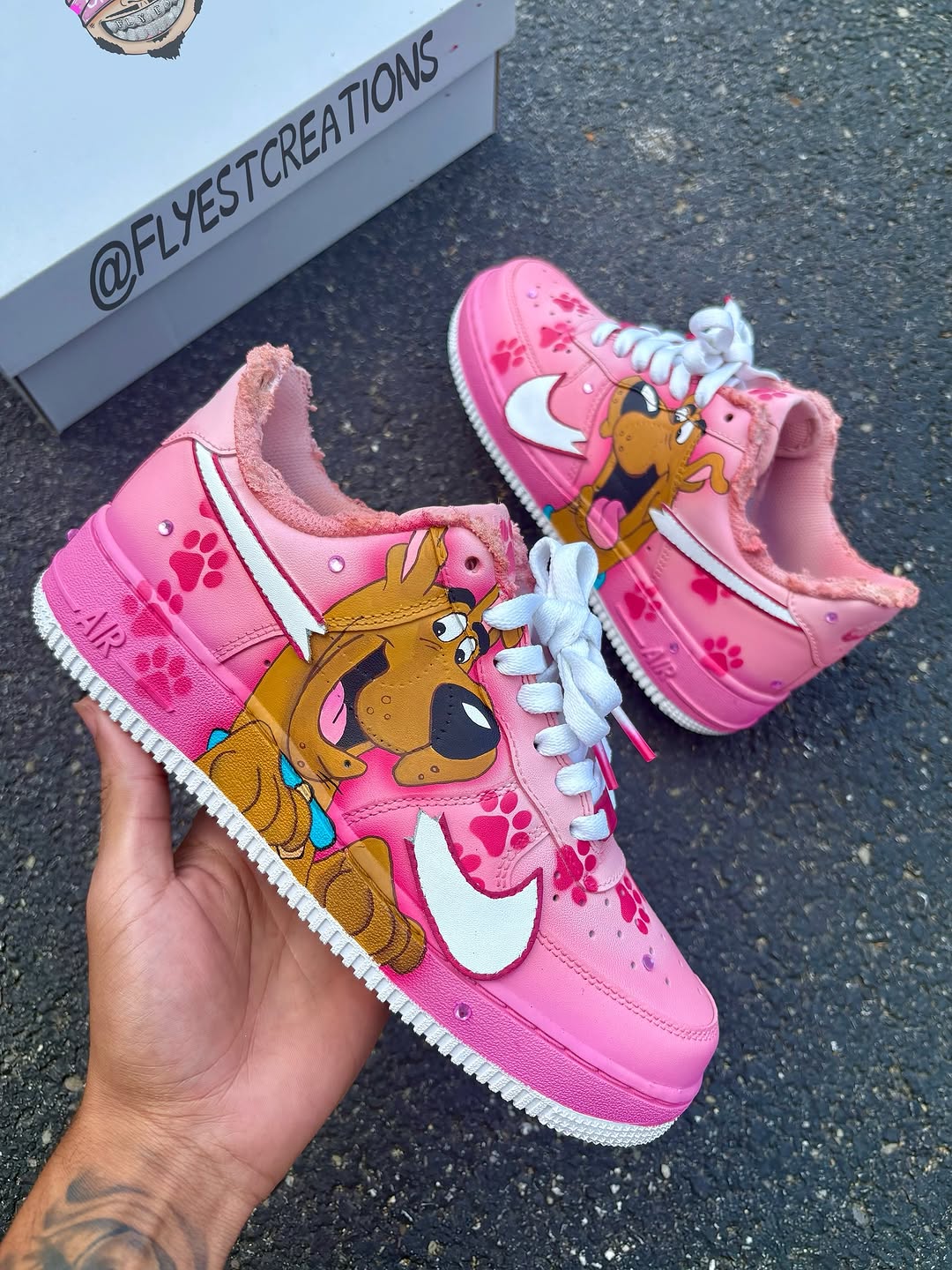 Hand Painted Pink Scooby-Doo Custom Air Force 1 Sneakers-shecustomize