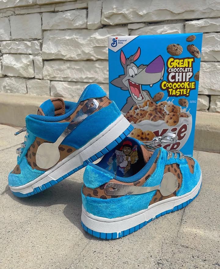 Hand Painted Blue Cookie Themed Custom Sneakers-shecustomize