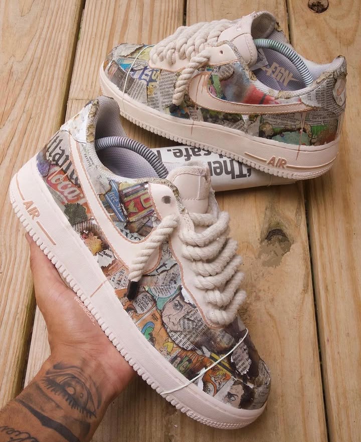 Hand Painted Newspaper Custom Air Force 1 Sneakers-shecustomize