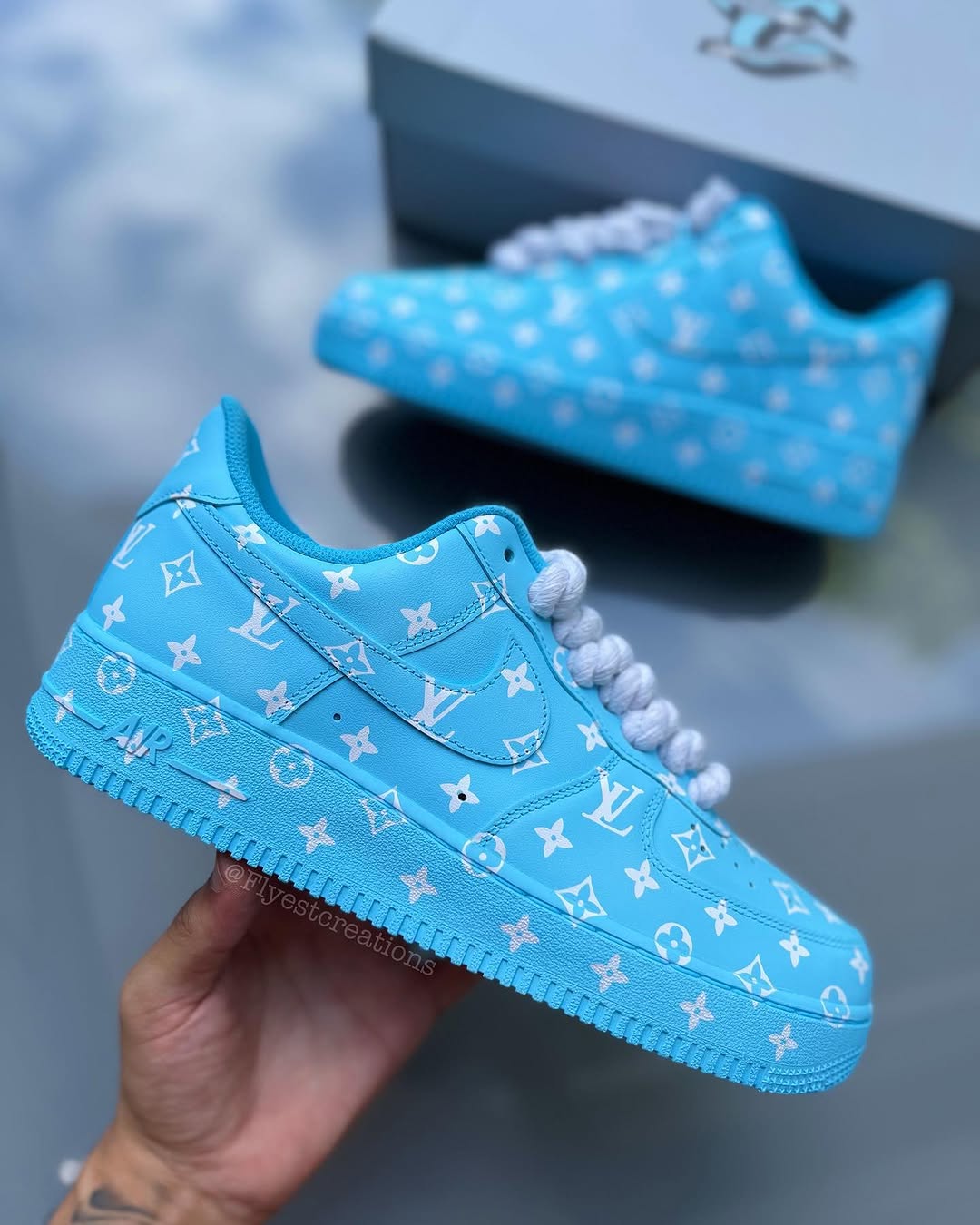 Hand Painted Light Blue Custom Air Force 1 Sneakers-shecustomize