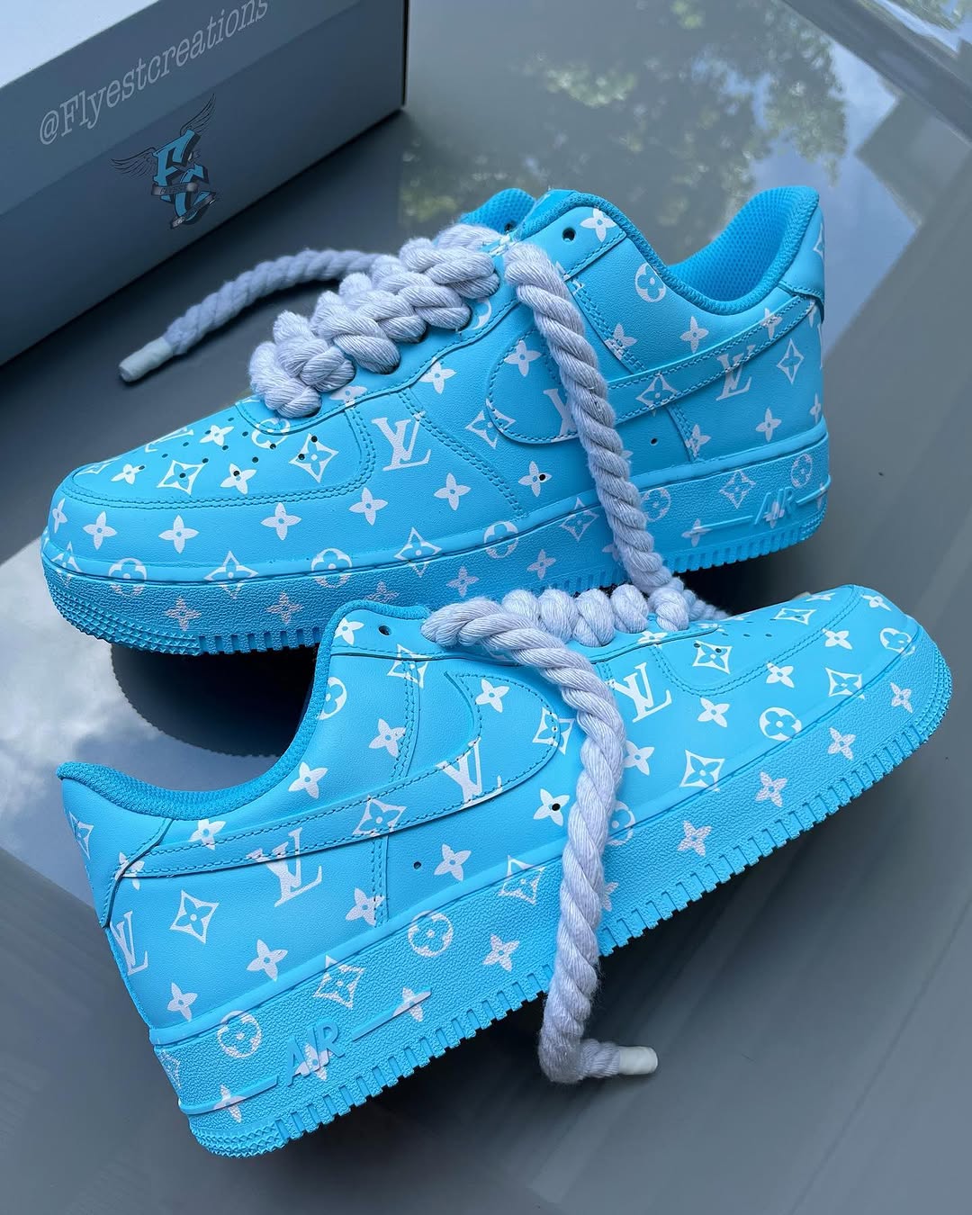 Hand Painted Light Blue Custom Air Force 1 Sneakers-shecustomize