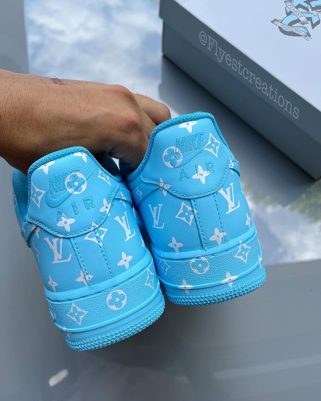 Hand Painted Light Blue Custom Air Force 1 Sneakers-shecustomize