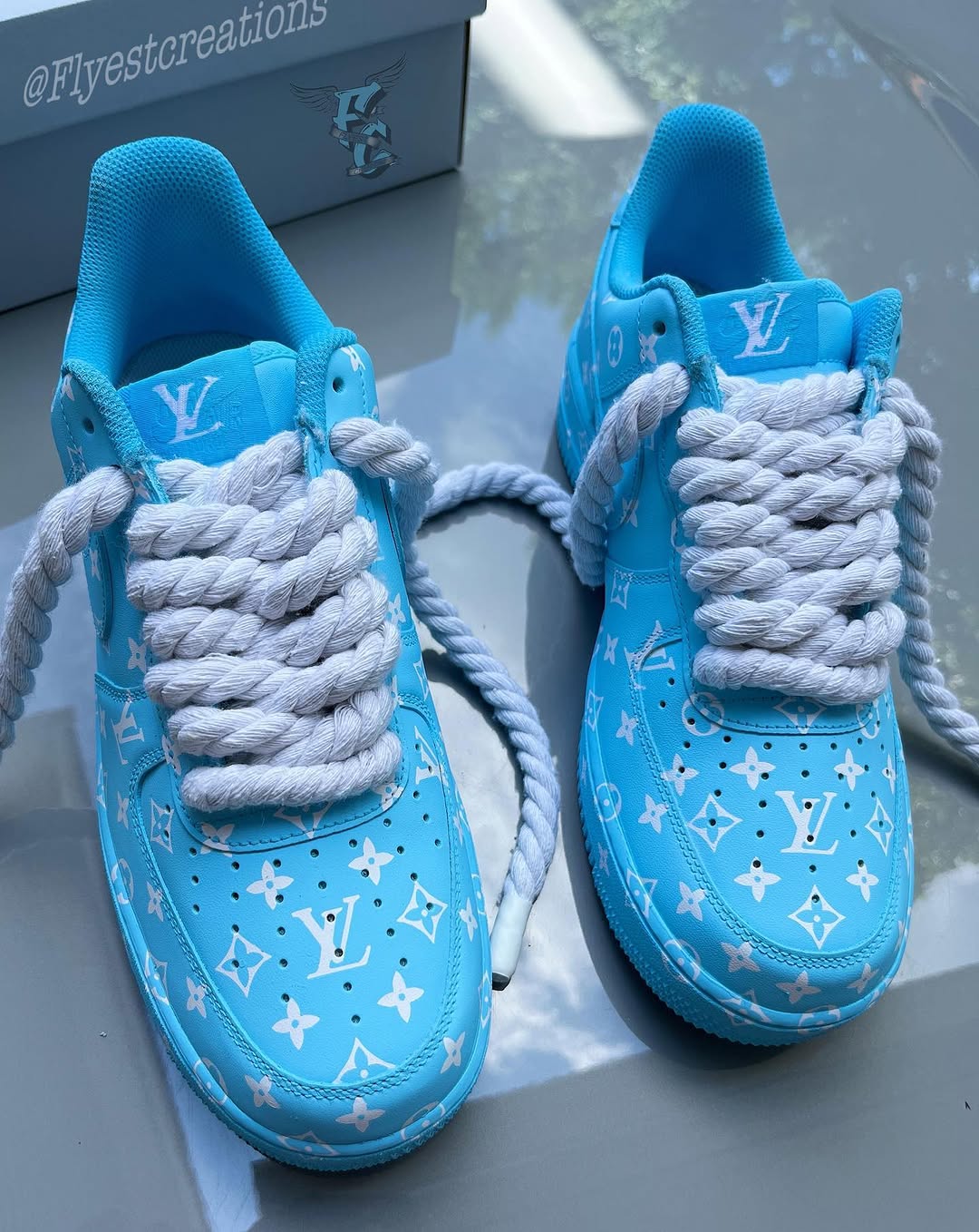 Hand Painted Light Blue Custom Air Force 1 Sneakers-shecustomize
