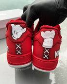 Custom Red Hand Painted KAWS Air Force 1 Sneakers-shecustomize