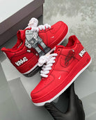 Custom Red Hand Painted KAWS Air Force 1 Sneakers-shecustomize