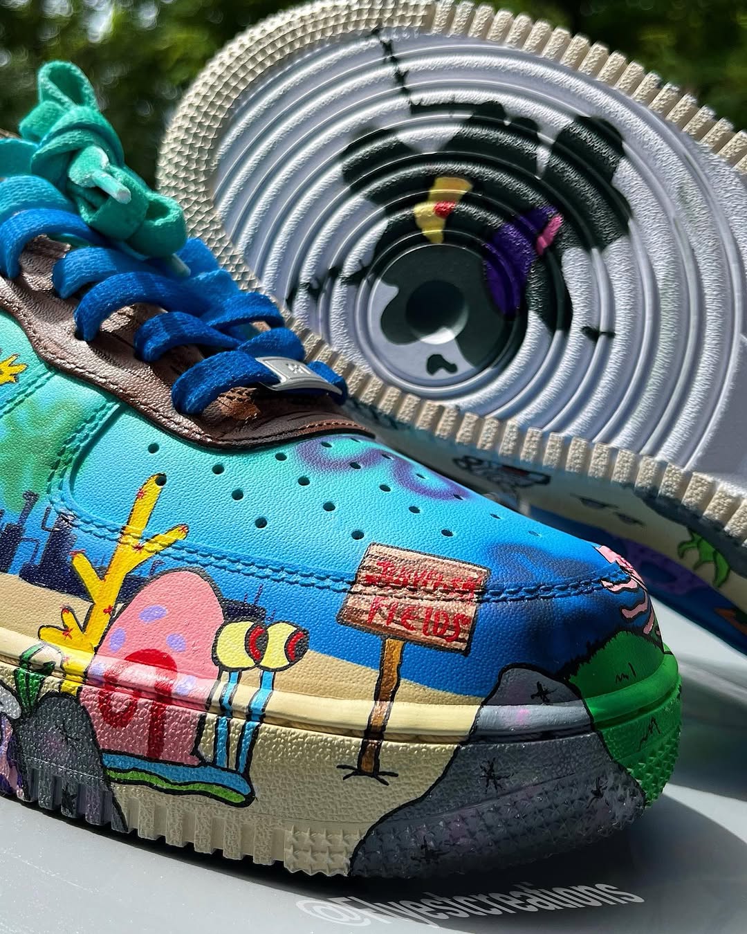 Hand Painted SpongeBob Custom Air Force 1 Sneakers-shecustomize