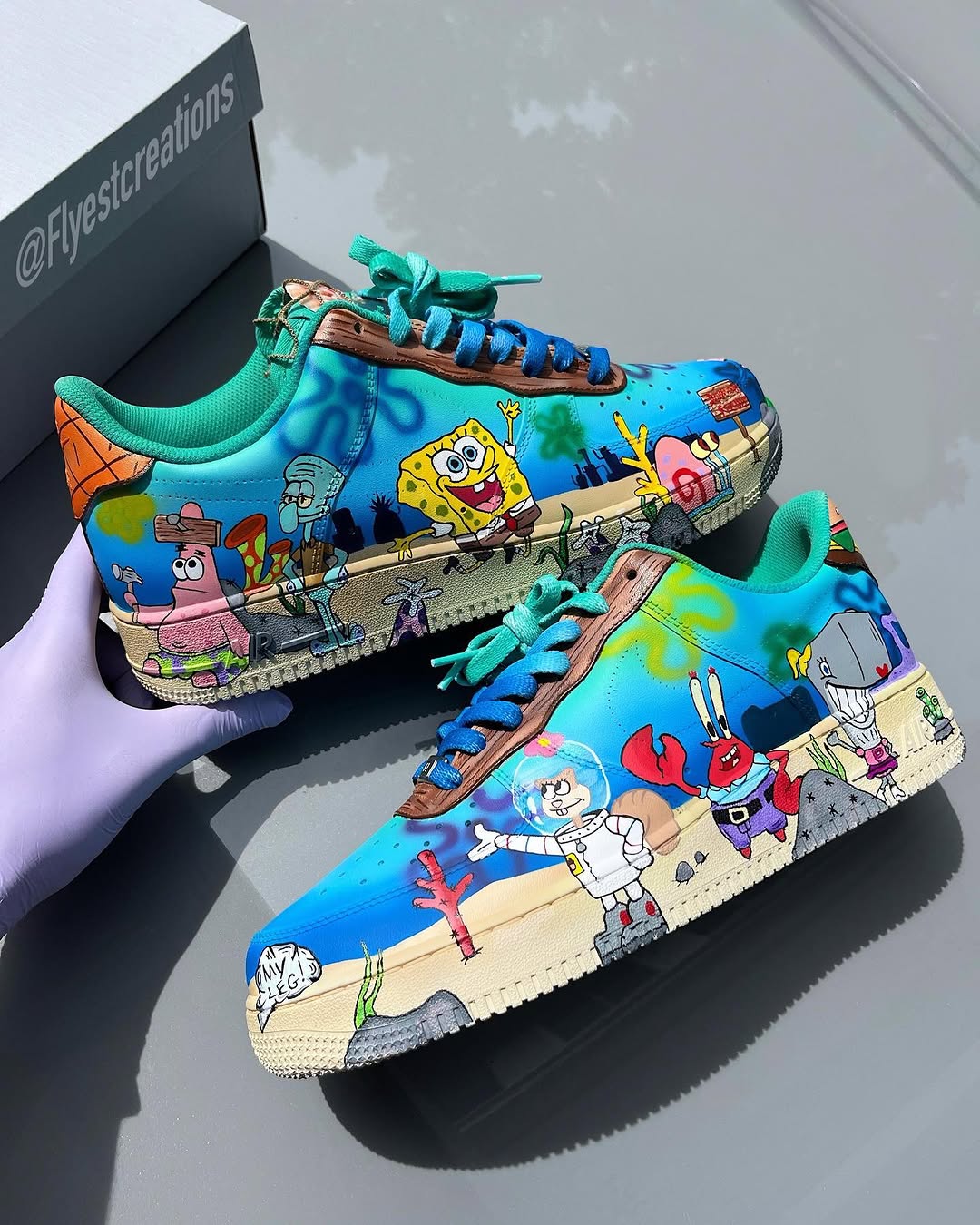 Hand Painted SpongeBob Custom Air Force 1 Sneakers-shecustomize