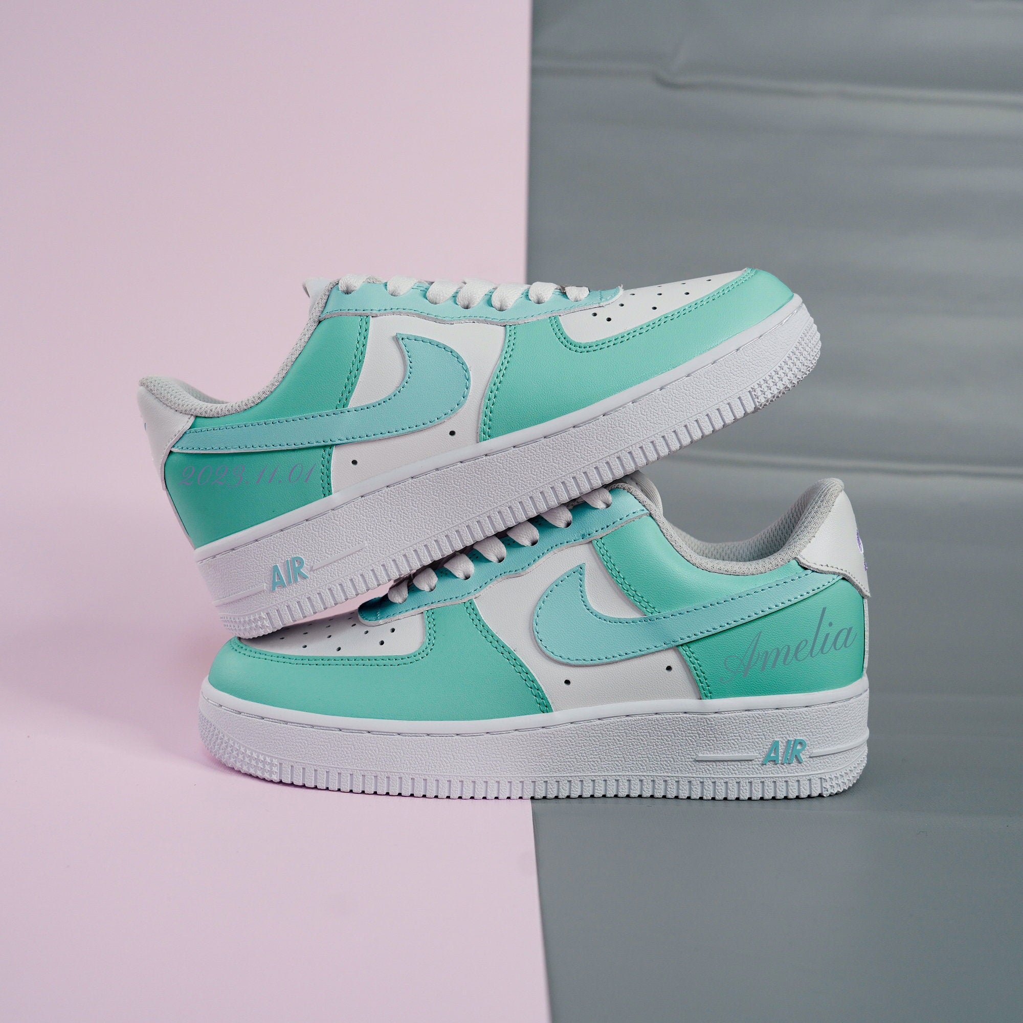 Turquoise Air Force 1s Custom Shoes Sneakers-shecustomize