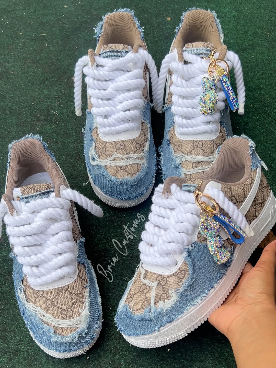 Hand Painted Custom Air Force 1 Sneakers with Rope Laces-shecustomize