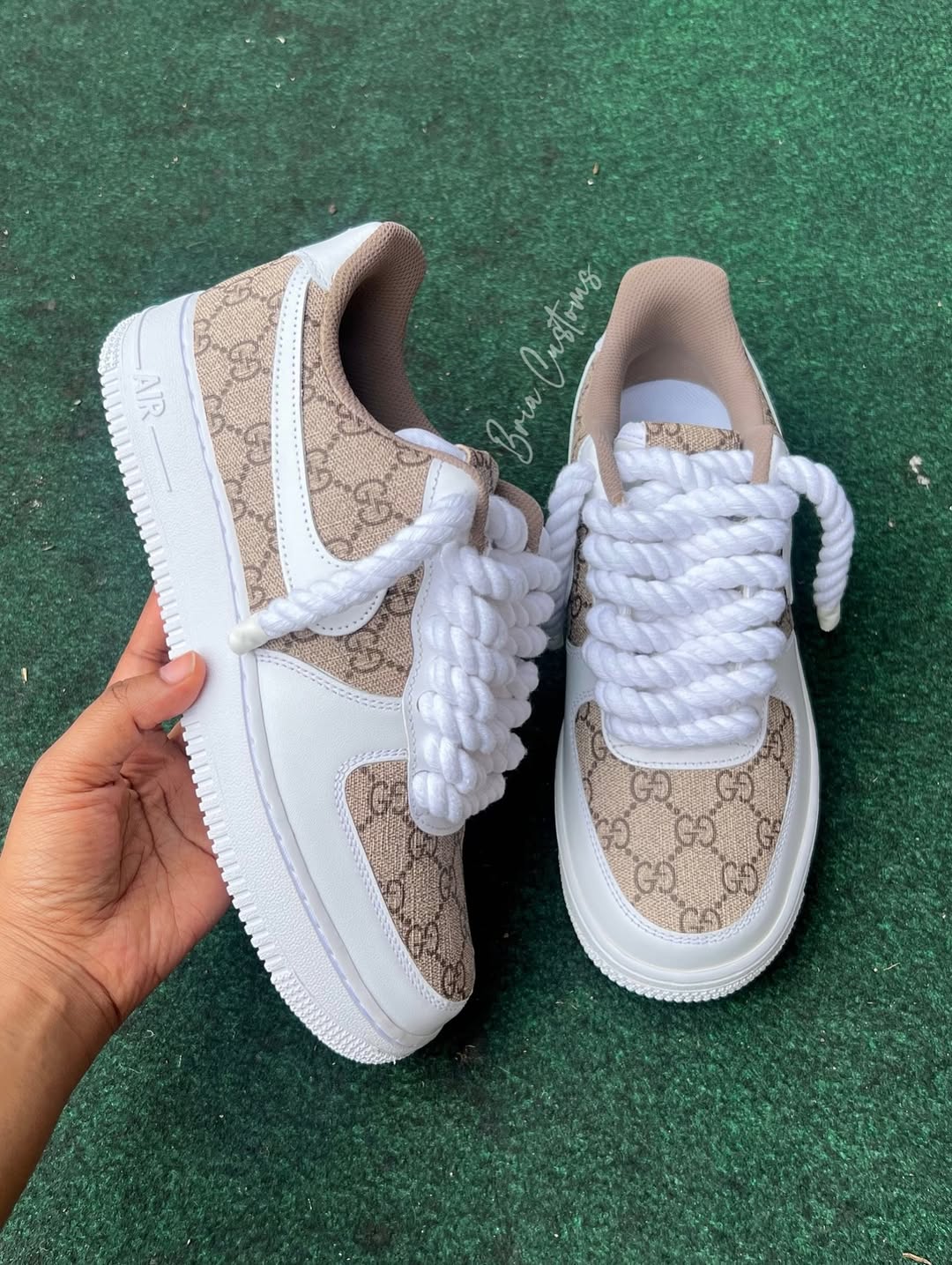Hand Painted Custom Air Force 1 Sneakers with Rope Laces-shecustomize
