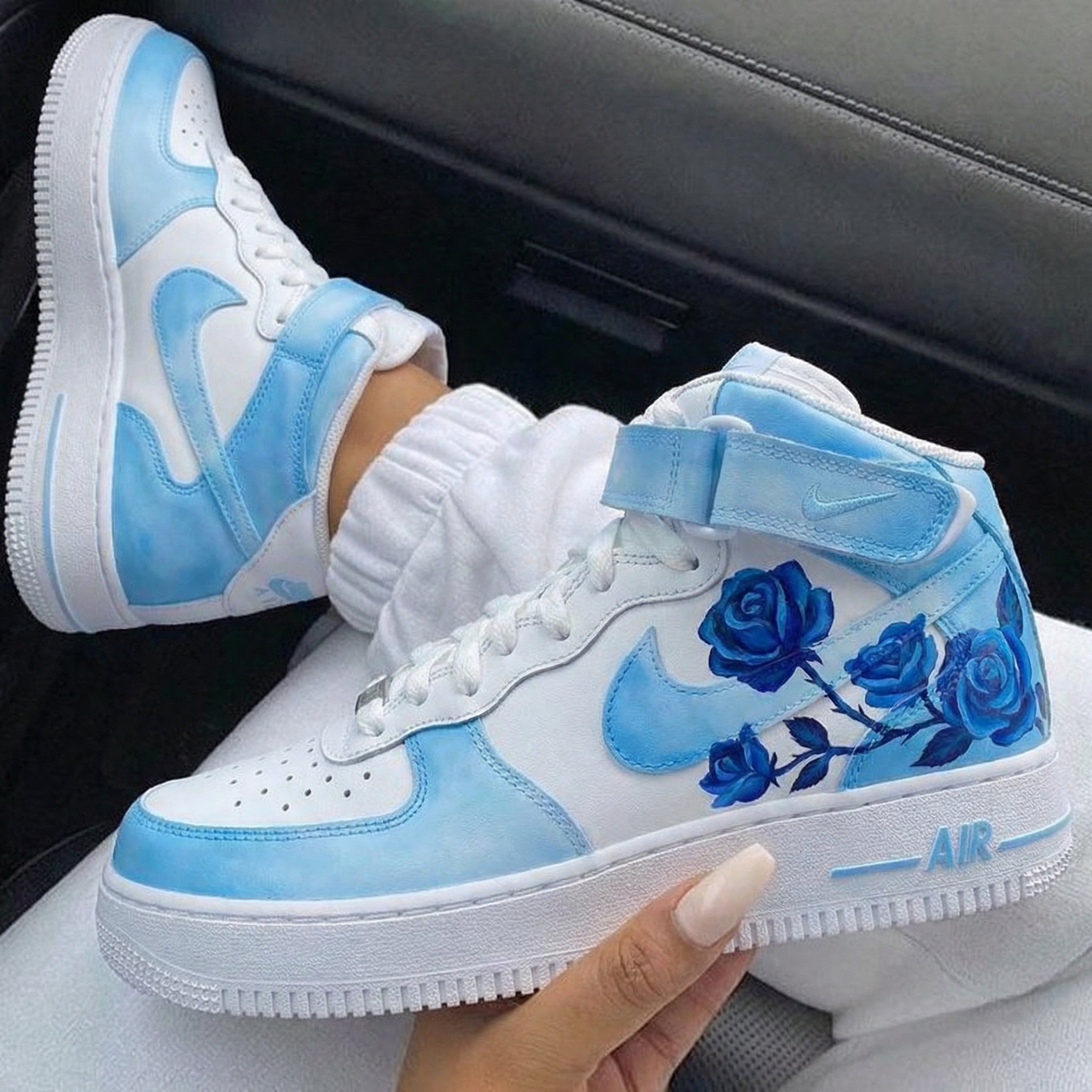 Baby Blue and Blue Rose Custom Air Force 1-shecustomize