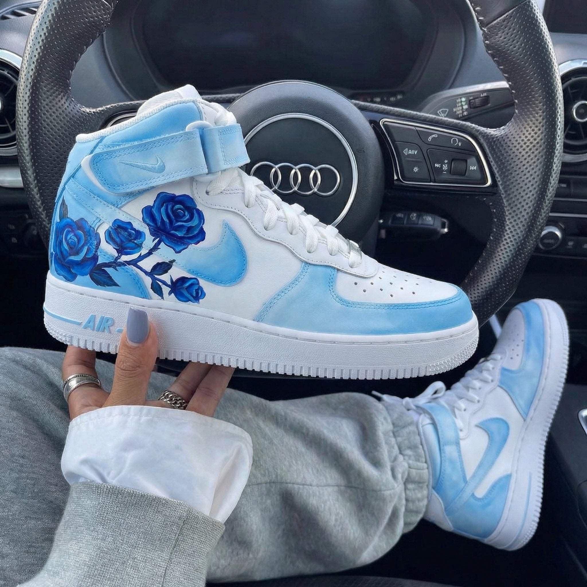 Baby Blue and Blue Rose Custom Air Force 1-shecustomize