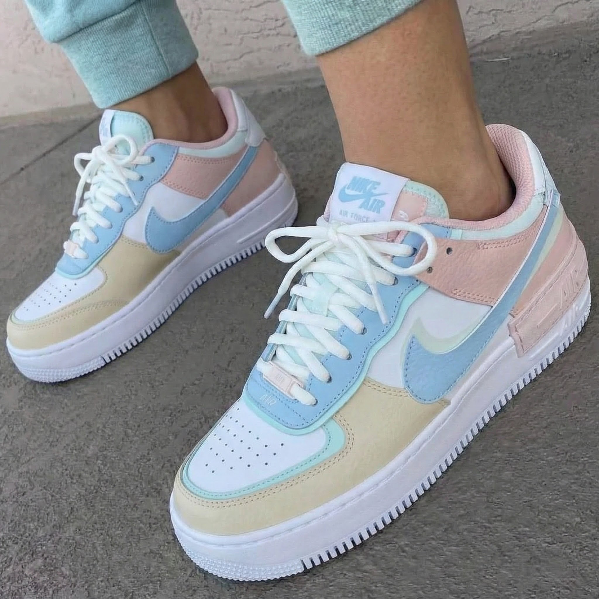 Baby Blue Baby Pink Beige Custom Air Force 1-shecustomize