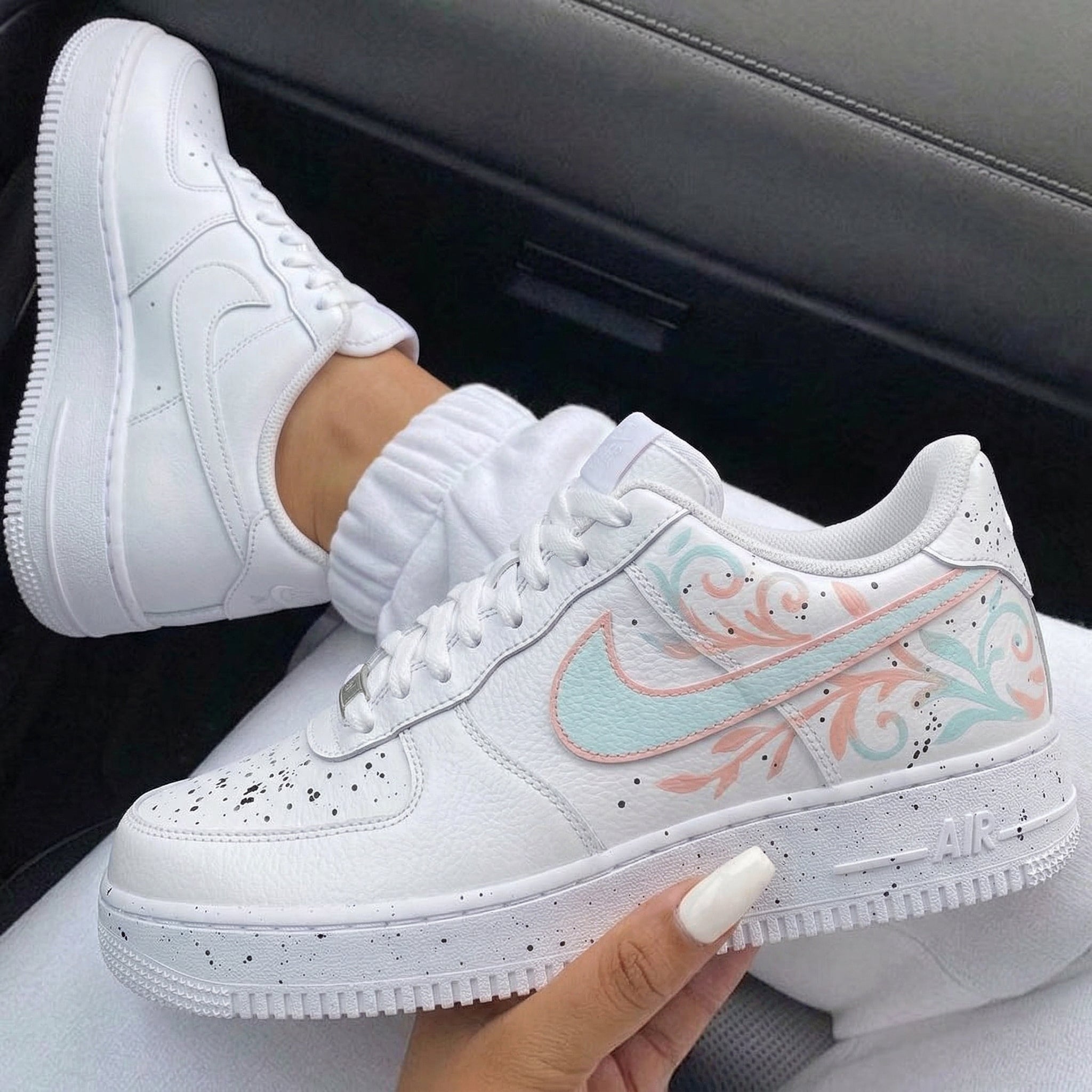 Baby Blue Baby Pink Floral Splatter Custom Air Force 1-shecustomize