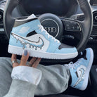Baby Blue Black Drip Design Custom Air Jordan 1-shecustomize