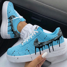 Baby Blue Black Drip Splatter Marble Swoosh Custom Air Force 1-shecustomize