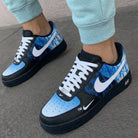 Baby Blue Black Monogram Custom Air Force 1-shecustomize