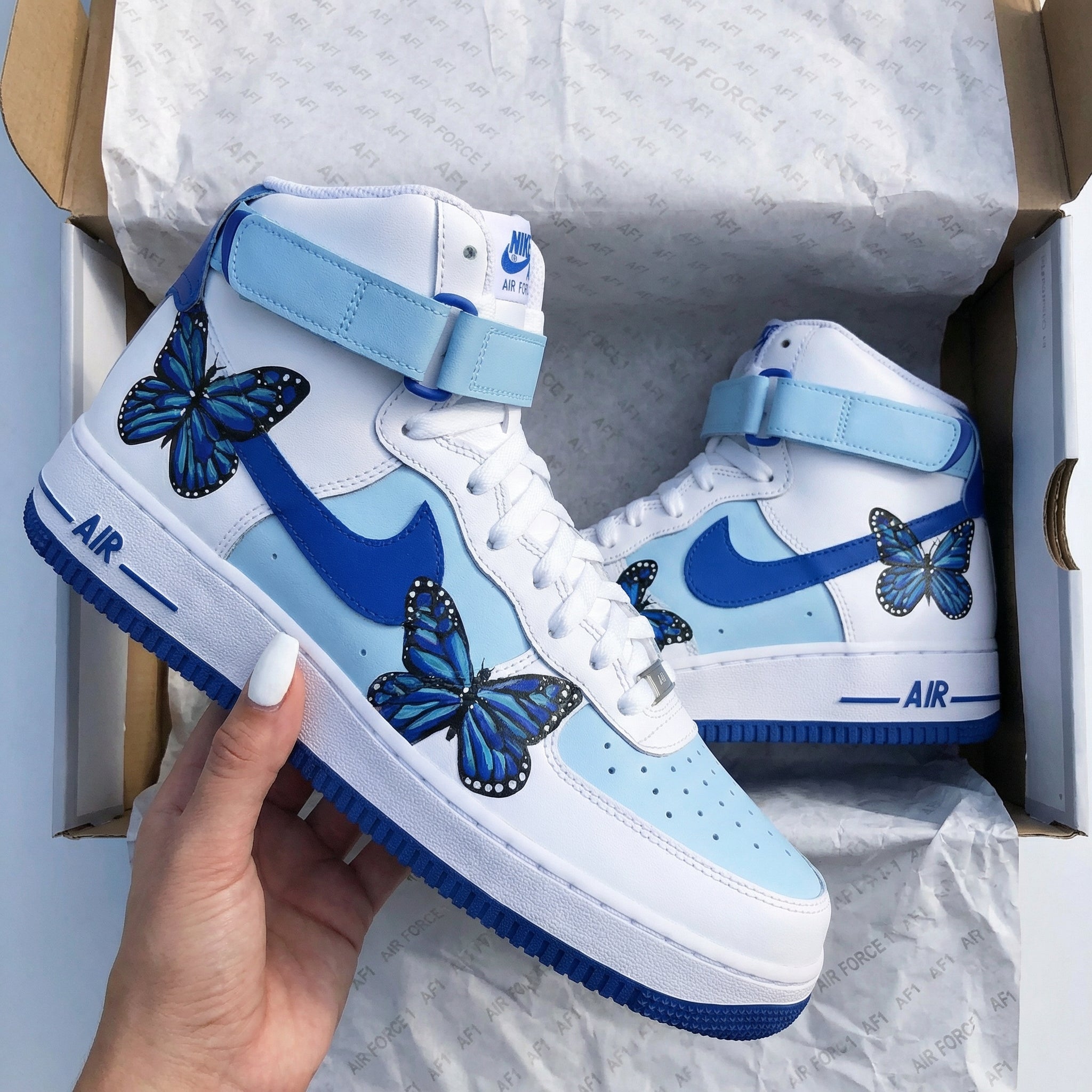 Baby Blue Blue Butterflies Custom Air Force 1-shecustomize