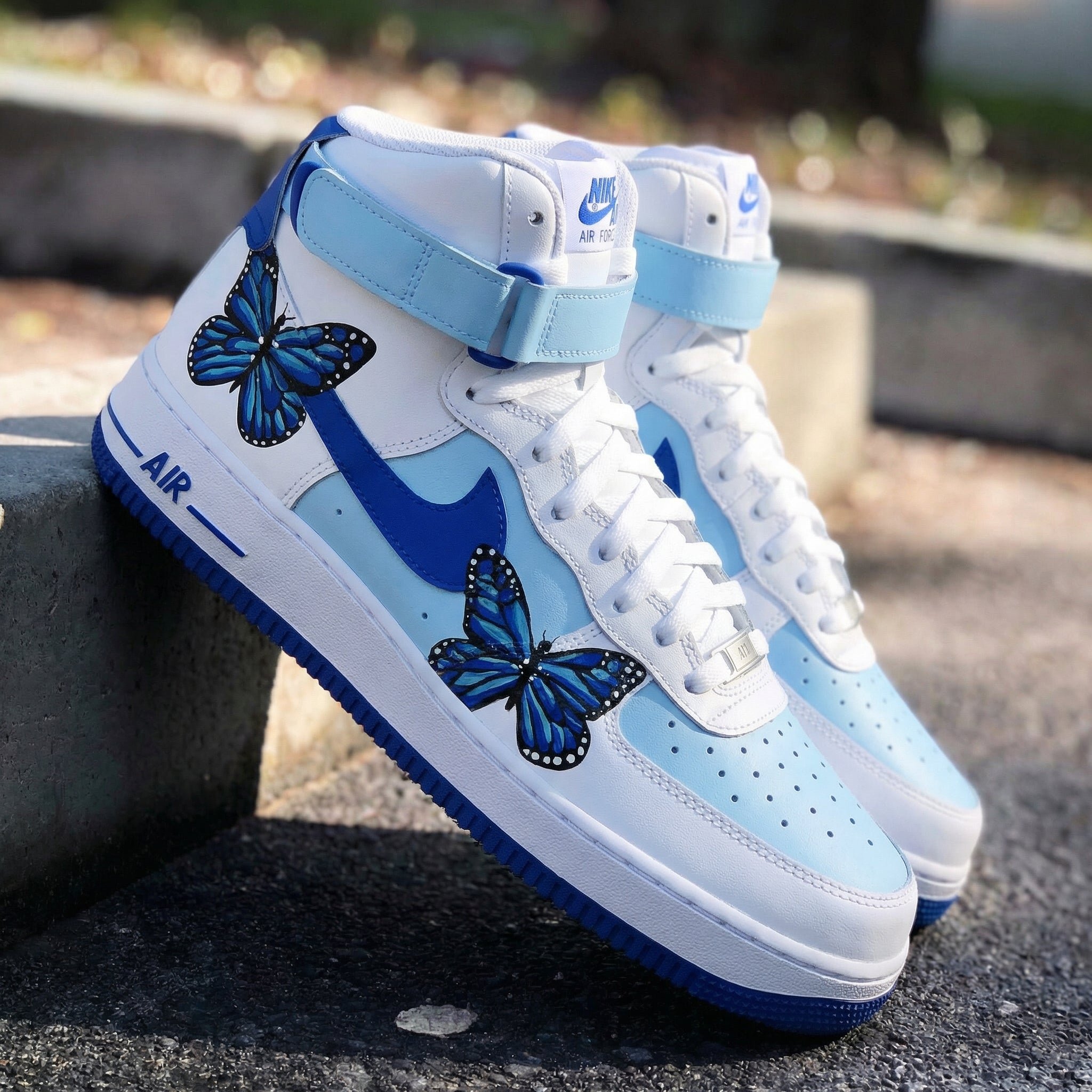 Baby Blue Blue Butterflies Custom Air Force 1-shecustomize