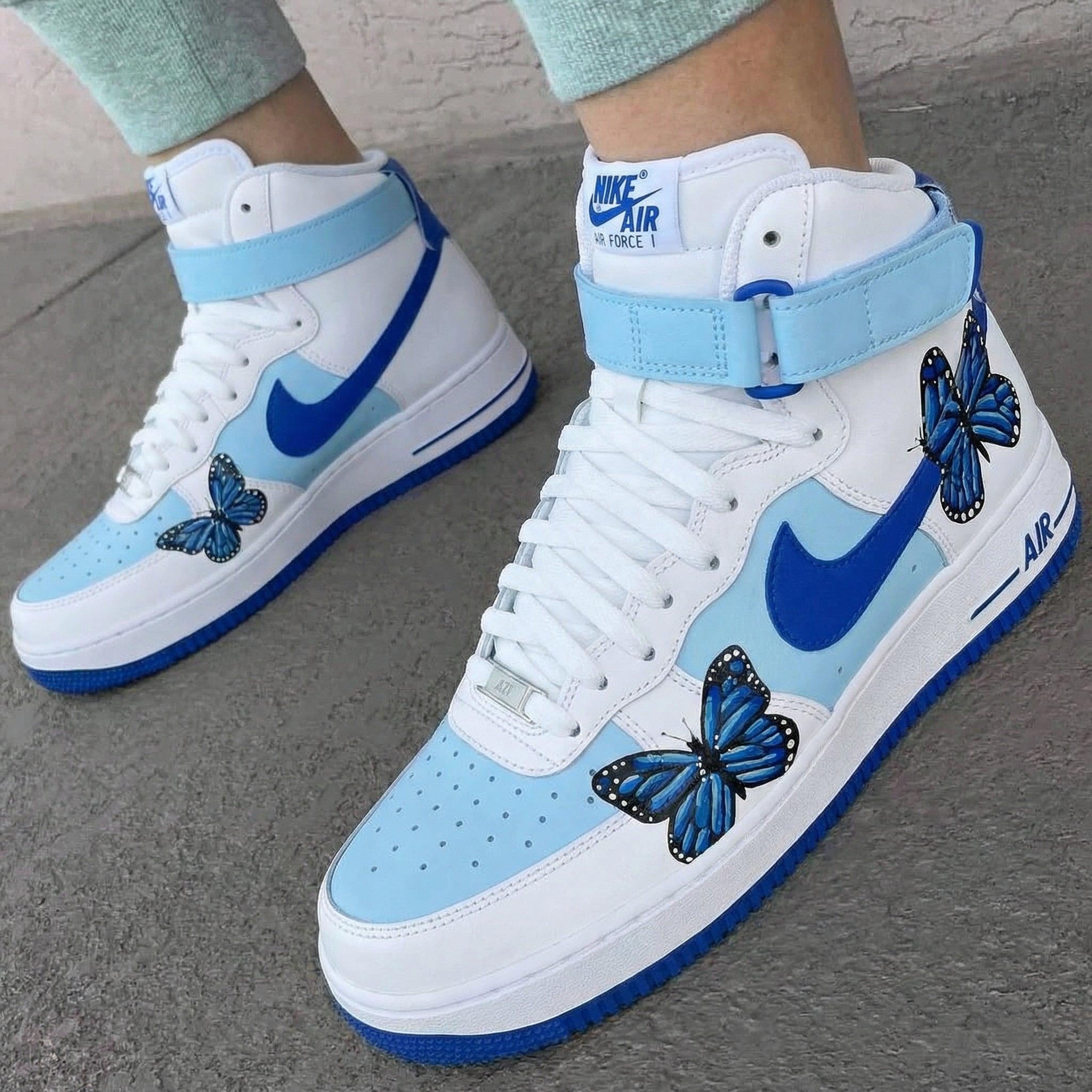 Baby Blue Blue Butterflies Custom Air Force 1-shecustomize