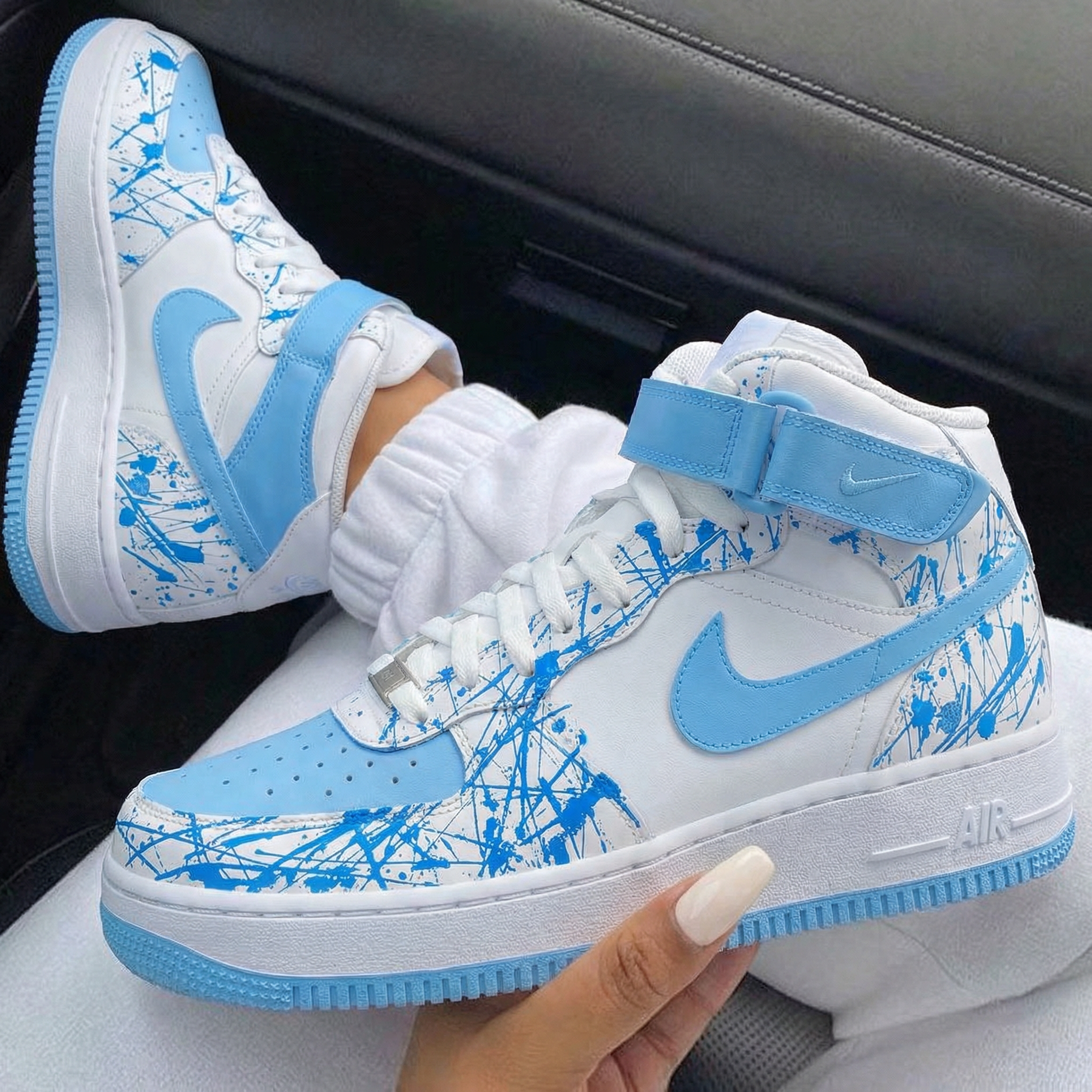 Baby Blue Blue Splatter Custom Air Force 1-shecustomize