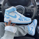 Baby Blue Blue Splatter Custom Air Force 1-shecustomize