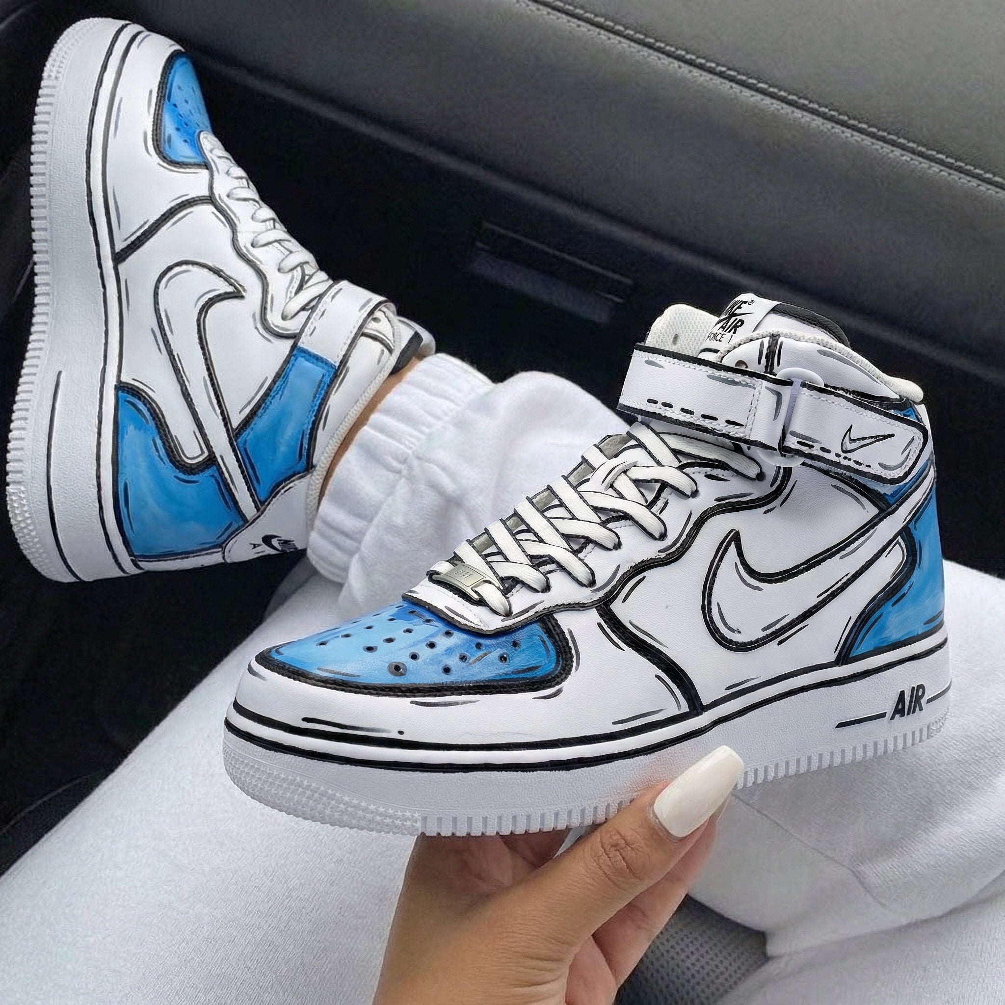 Baby Blue Comic Outline Custom Air Force 1-shecustomize
