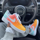 Baby Blue Coral Orange Speckled Custom Air Force 1-shecustomize