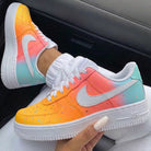 Baby Blue Coral Orange Speckled Custom Air Force 1-shecustomize
