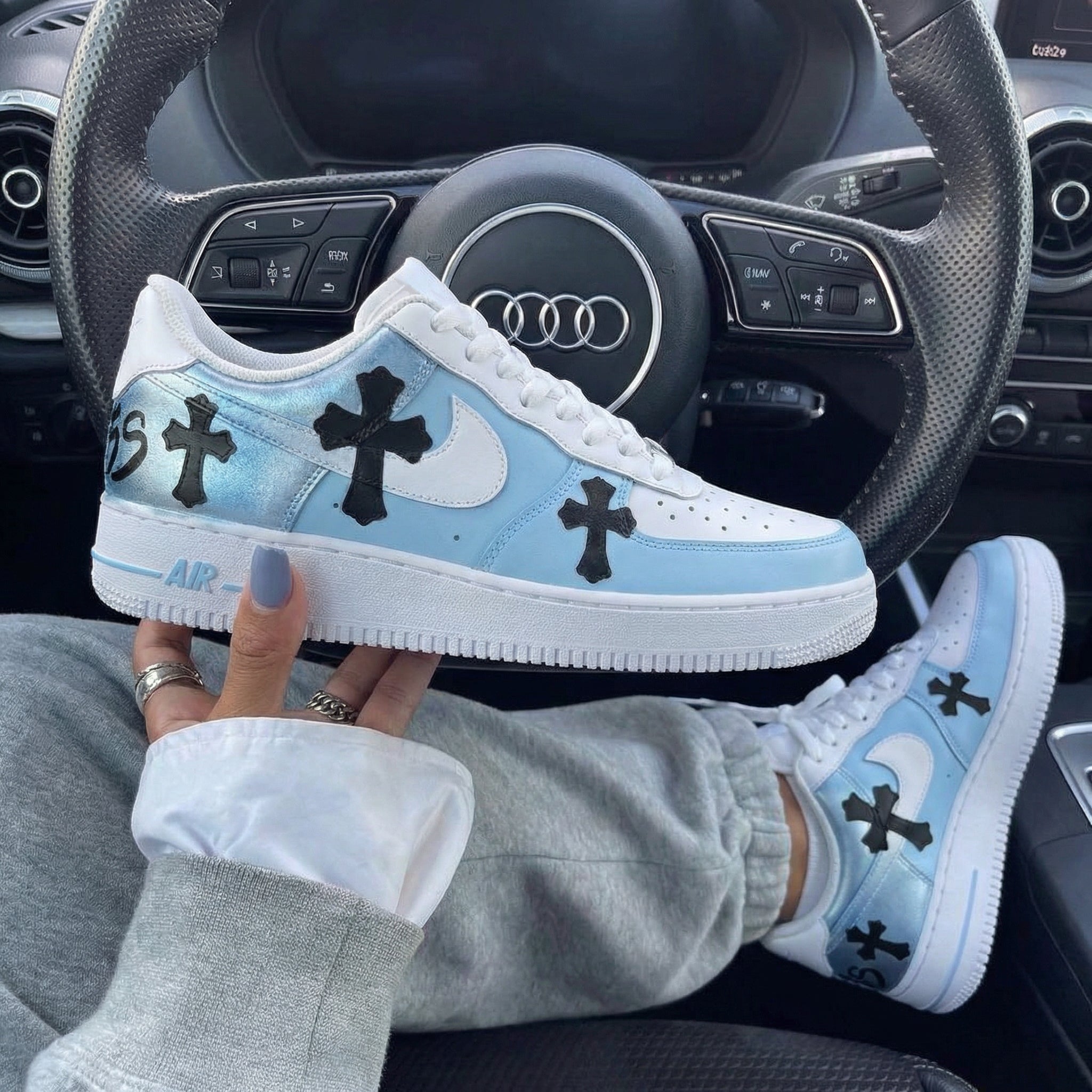 Baby Blue Cross Custom Air Force 1-shecustomize