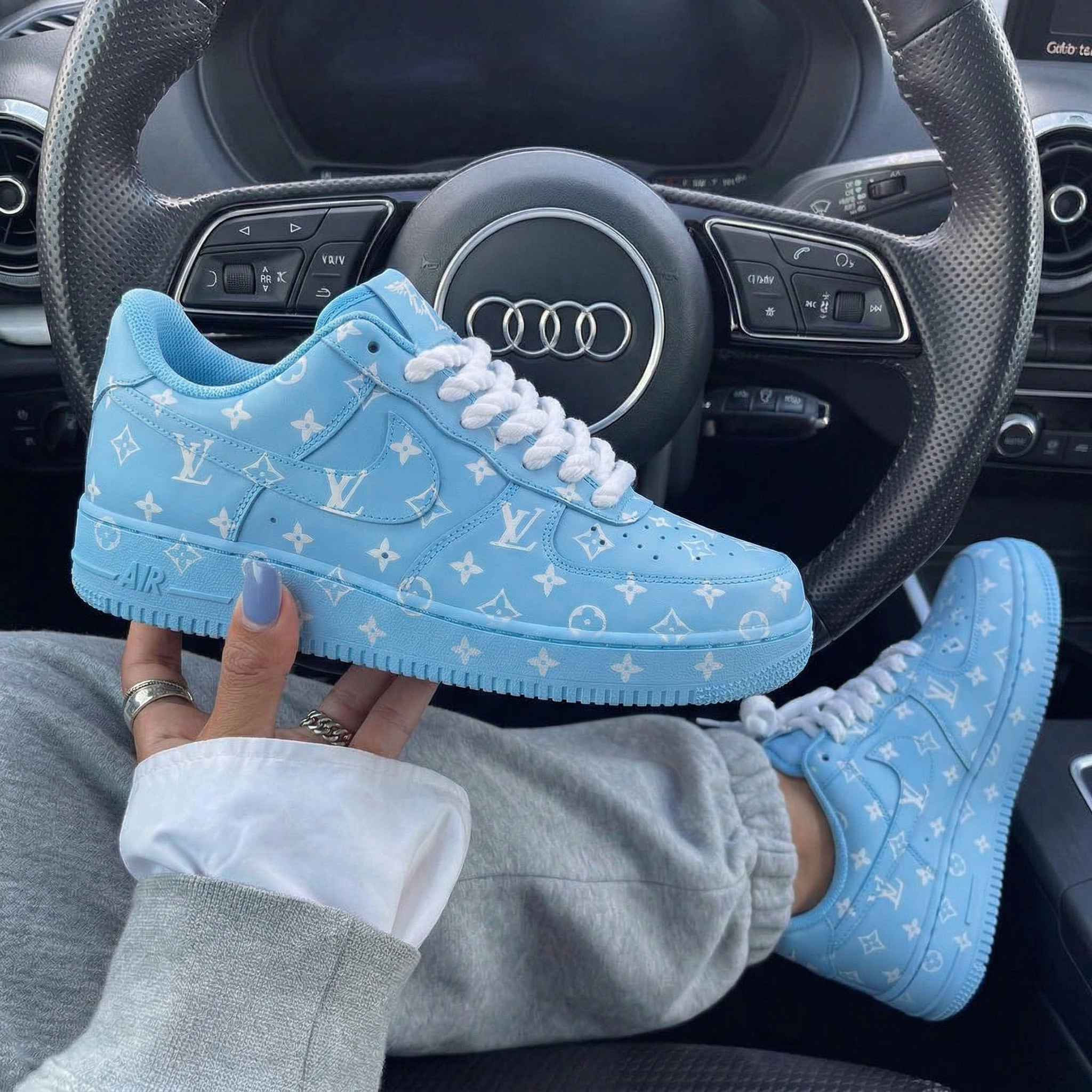 Baby Blue LV Custom Air Force 1-shecustomize