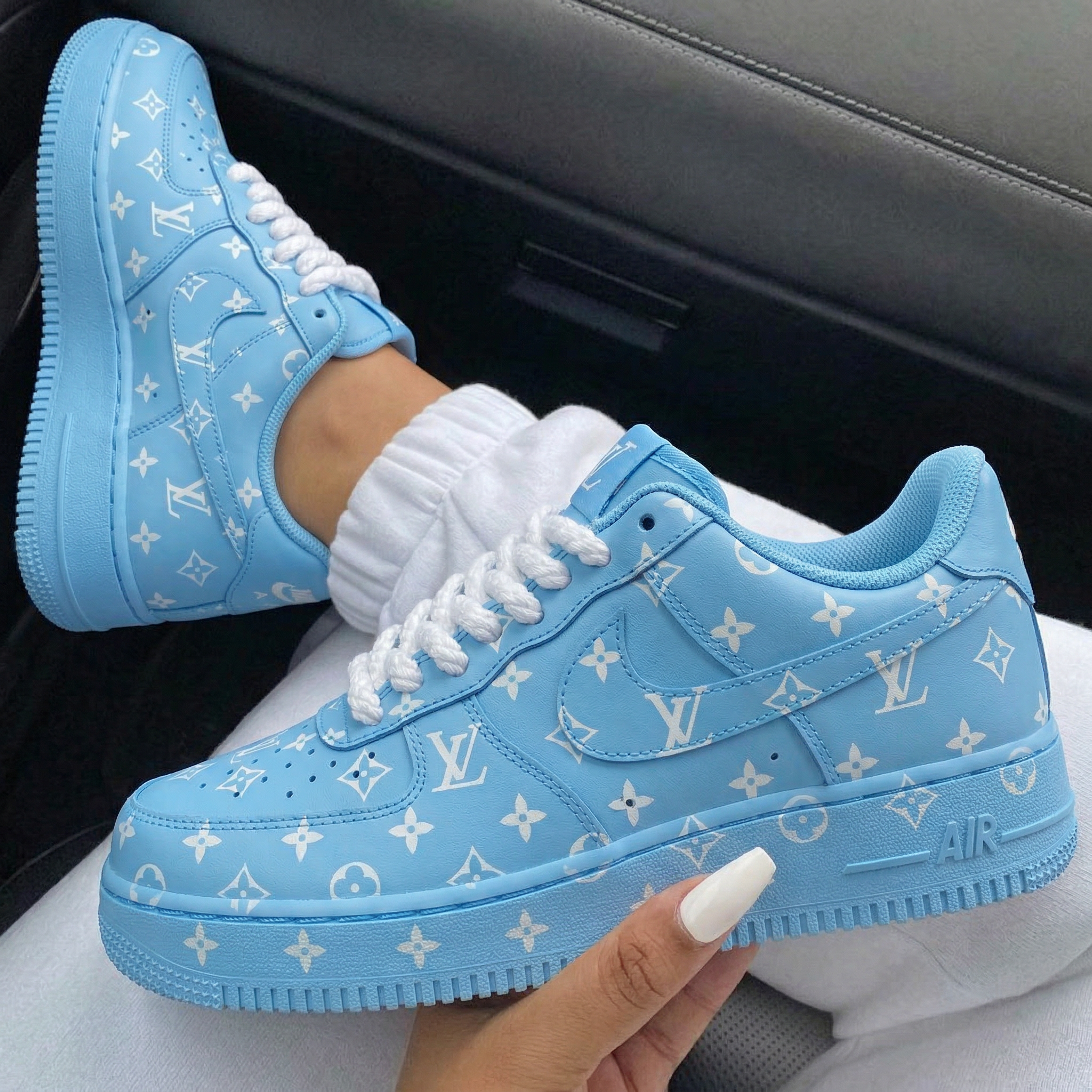 Baby Blue LV Custom Air Force 1-shecustomize