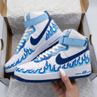 Baby Blue Navy Flame Custom Air Force 1-shecustomize