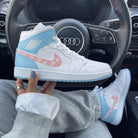 Baby Blue Pink Floral Custom Air Jordan 1-shecustomize