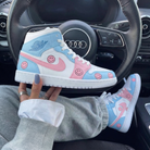 Baby Blue Pink Smiley Face Custom Air Jordan 1-shecustomize