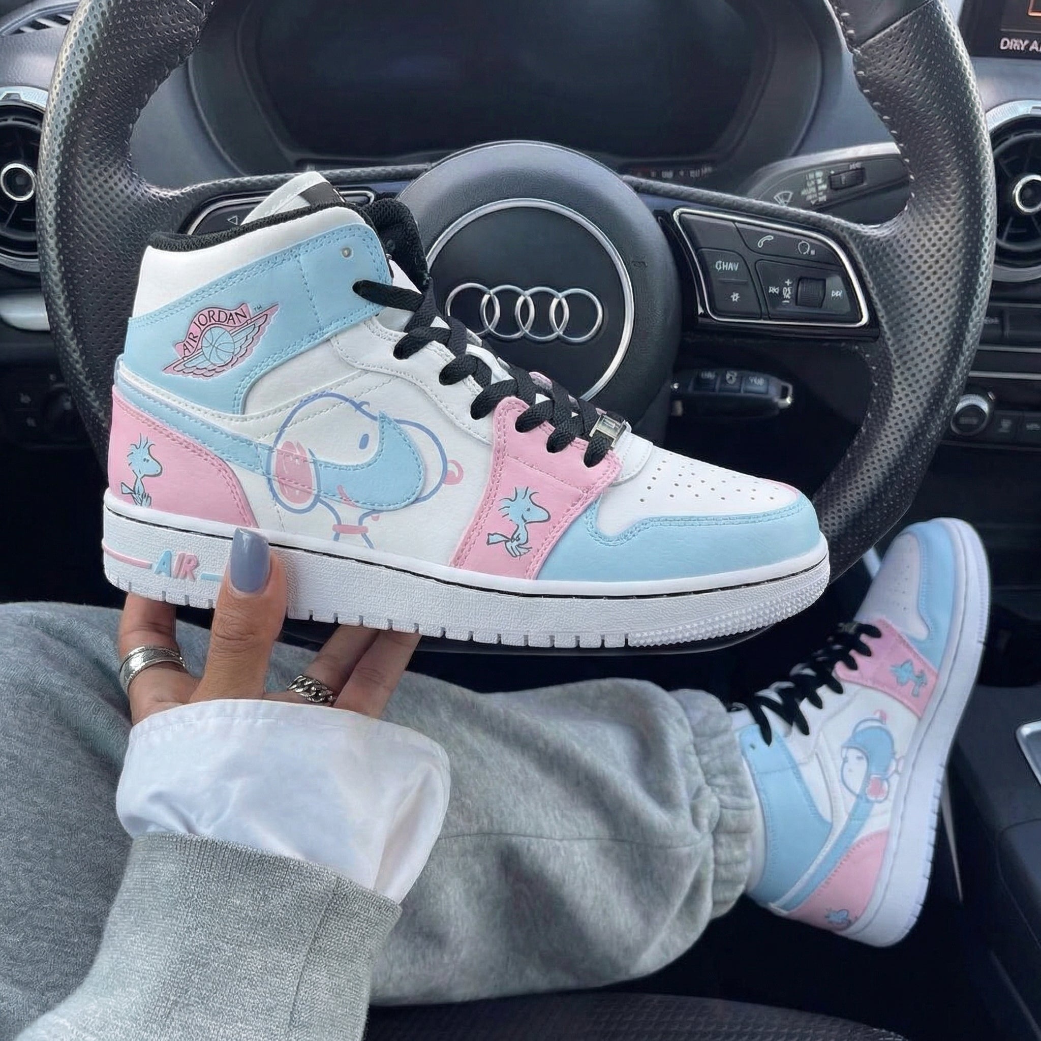 Baby Blue Pink Snoopy Custom Air Jordan 1-shecustomize